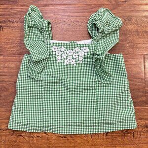 Janie and Jack gingham plaid embroidered top